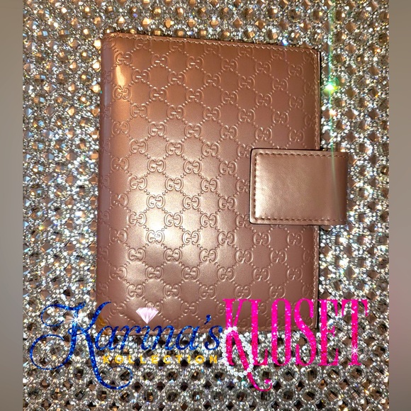 Gucci Other - 🤩Gucci Microguccissima Pattern Patent Champagne Pink Leather Agenda 🤩